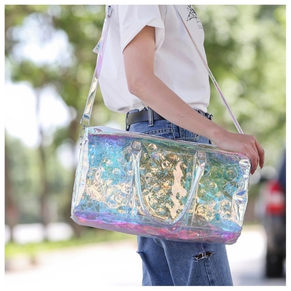 Holographic Women Handbag Transparent Travel Bag - Picture 9 of 16